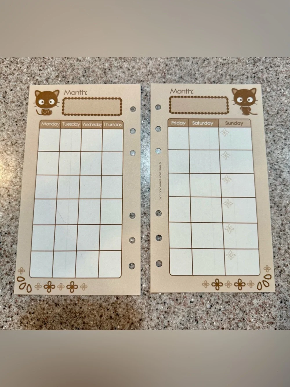 Sanrio Chococat NWT Planner Refill Pages 2005 Cute Rare Inserts